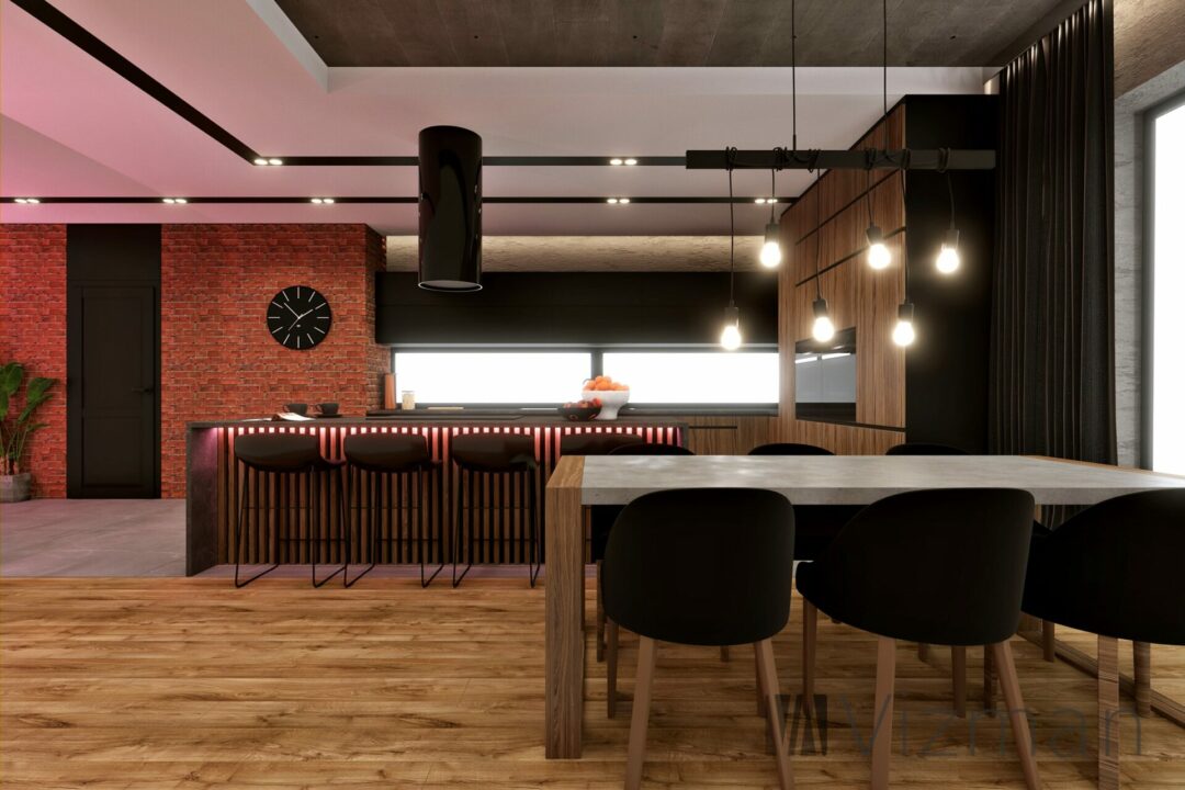 Projekt salonu z kuchnia gliwice