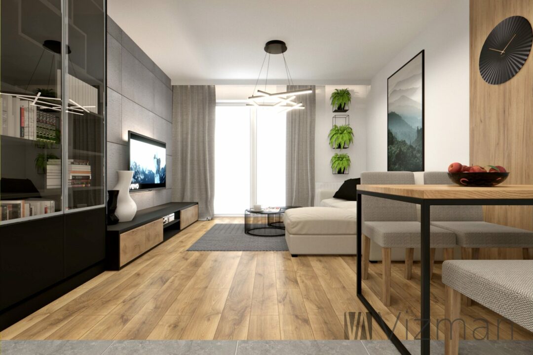 Projekt mieszkania w Knurowie salon