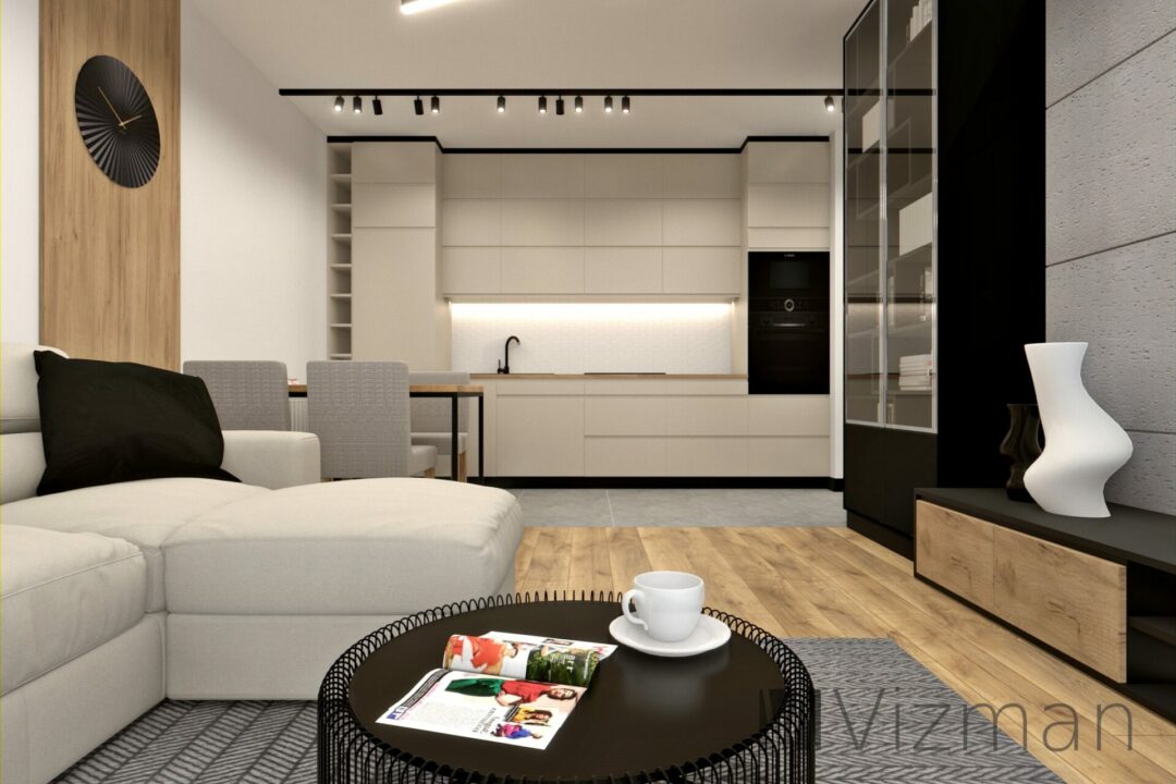 Projekt mieszkania w Knurowie salon