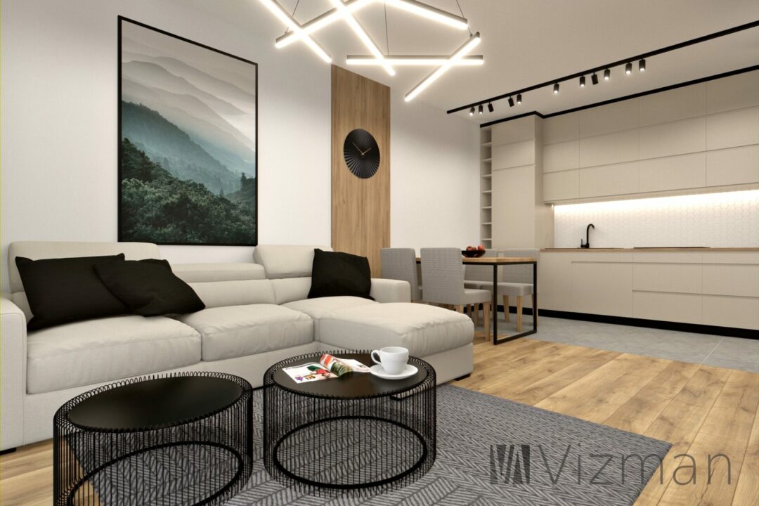 Projekt mieszkania w Knurowie salon
