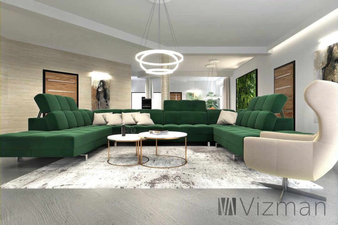 Projekt wnętrz Jastrzębie Zdrój salon z kuchnia