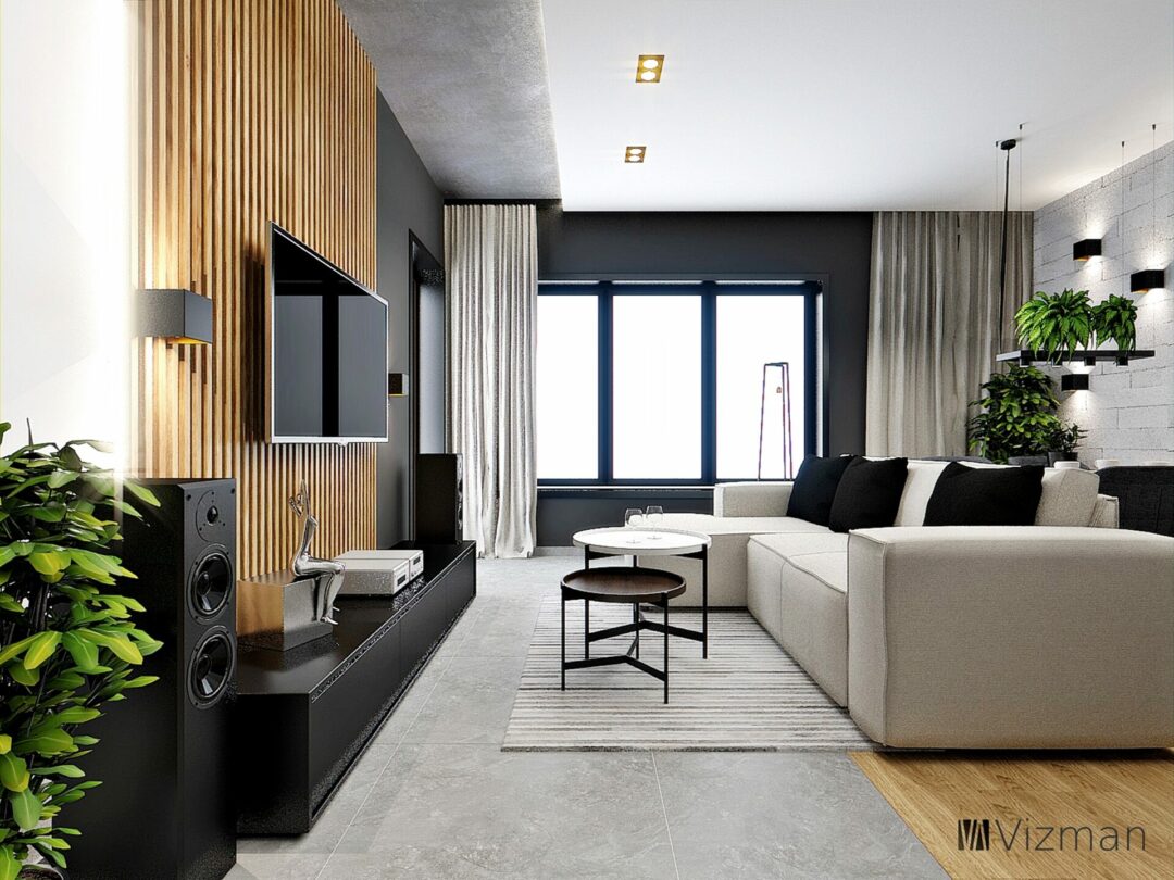 Projekt wnętrz mieszkanie Katowice salon