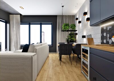 Projekt wnętrz mieszkanie Katowice salon