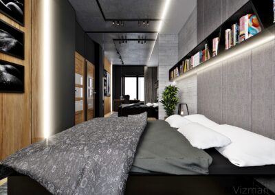 Projekt wnętrz mieszkanie Katowice sypialnia