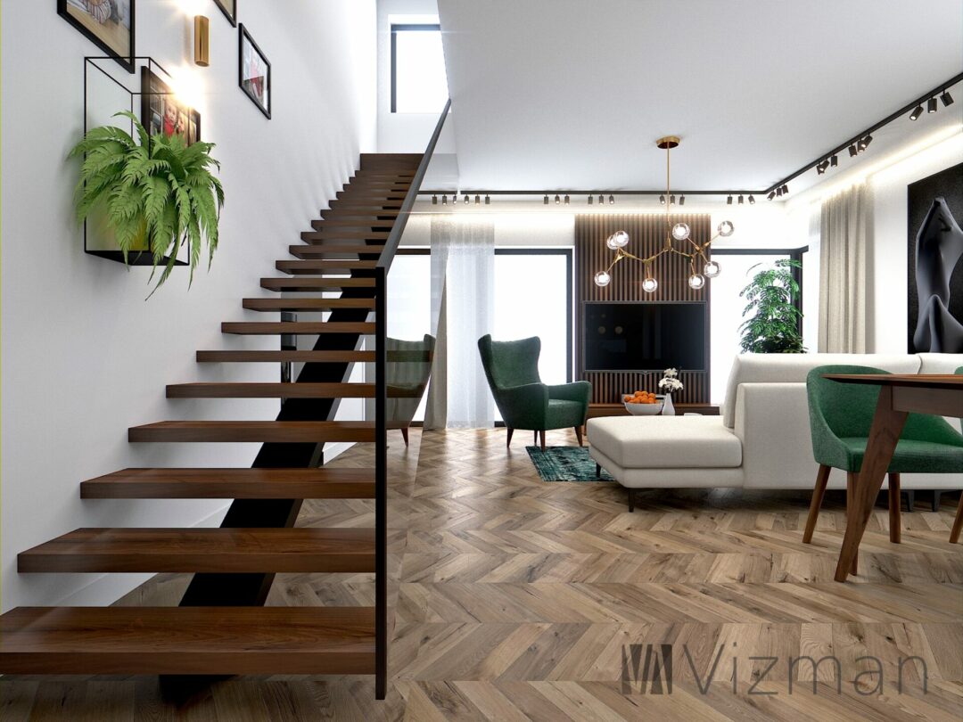 Projekt wnętrz Mikołów salon 1c