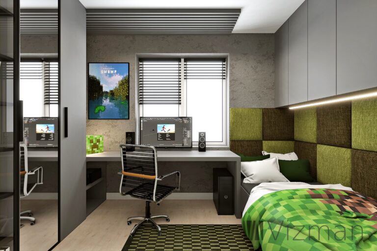 Projekt pokoju dziecięcego w stylu Minecrafta