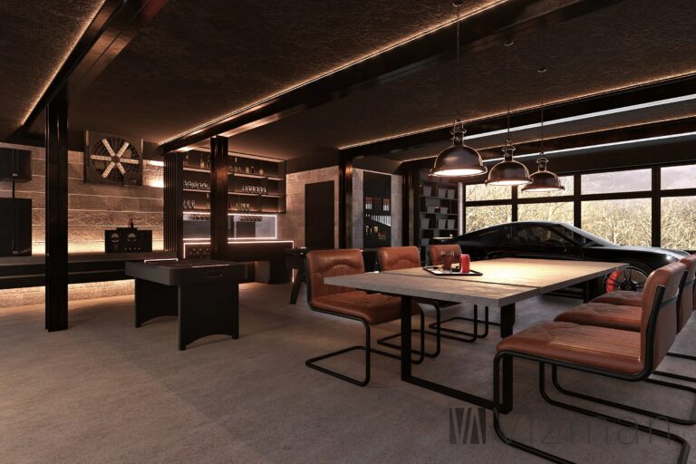 Projekt wnętrz Mans Cave – męska jaskinia