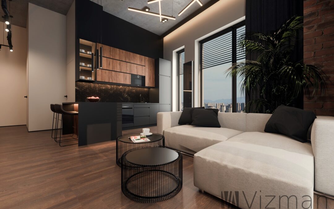 Projekt apartamentu modern LOFT w Katowicach