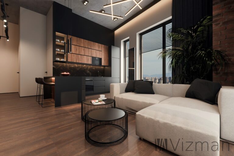 Projekt apartamentu modern LOFT w Katowicach
