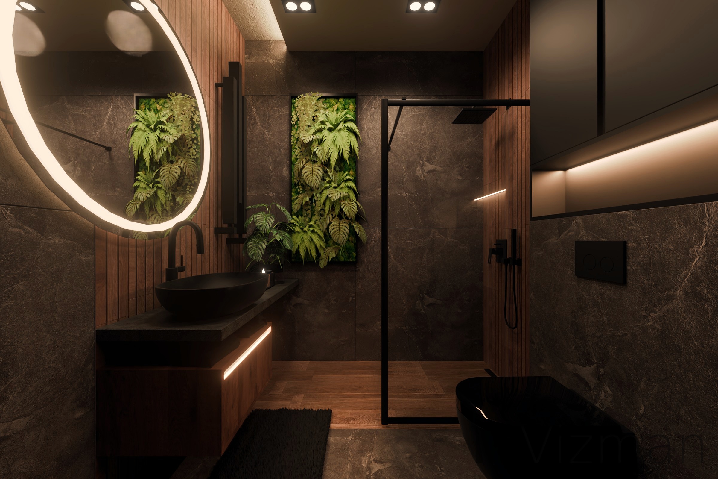 Projekt łazienki Dark Modern w Katowicach